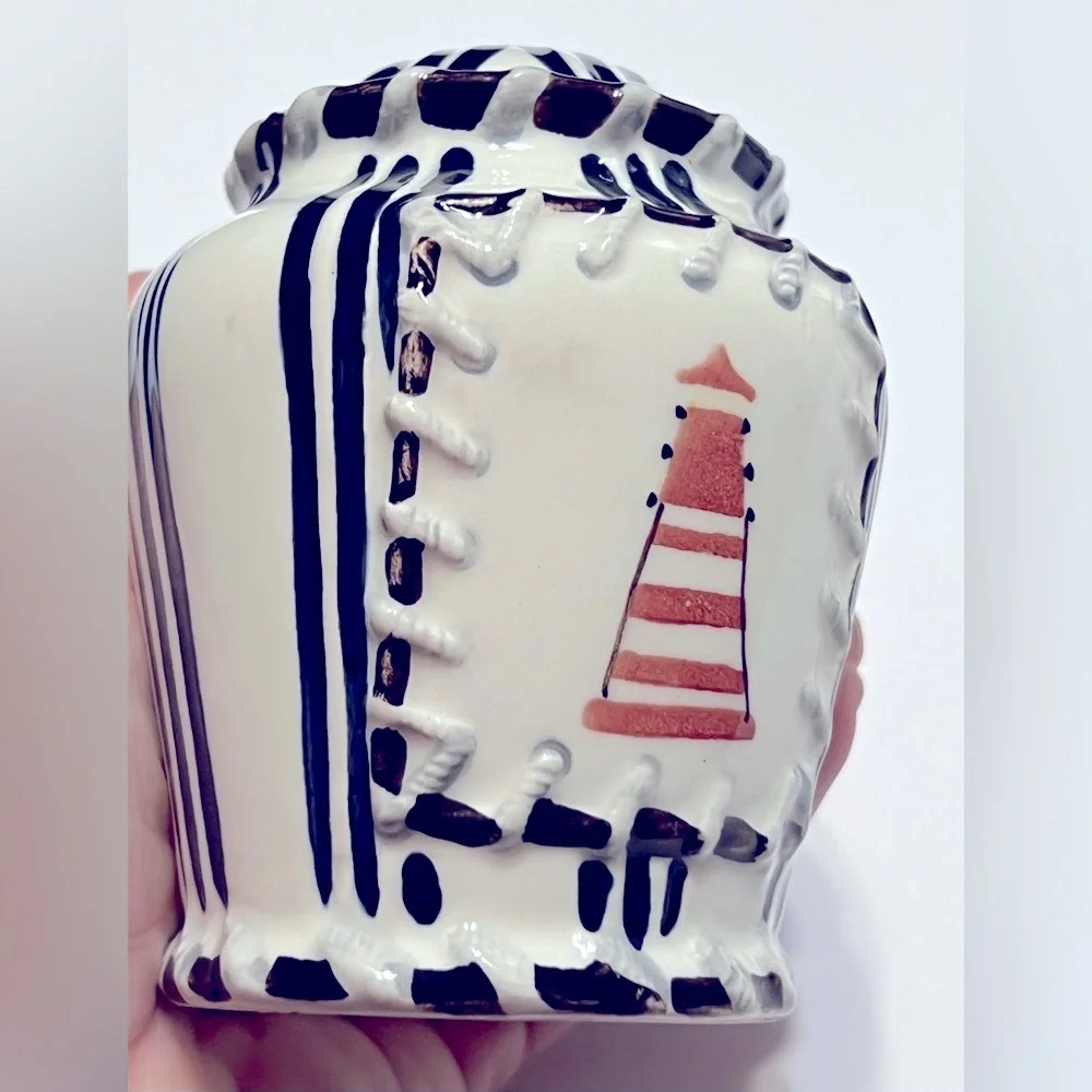 Nautical Ceramic Lighthouse and Sailboat Salt N Pepper Shakers